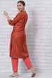 Orange Poly Cotton Straight Kurta image number 4
